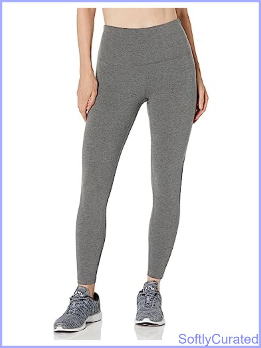 Cotton Stretch Basic 7/8 Leggings High Rise Power Mesh Waistband